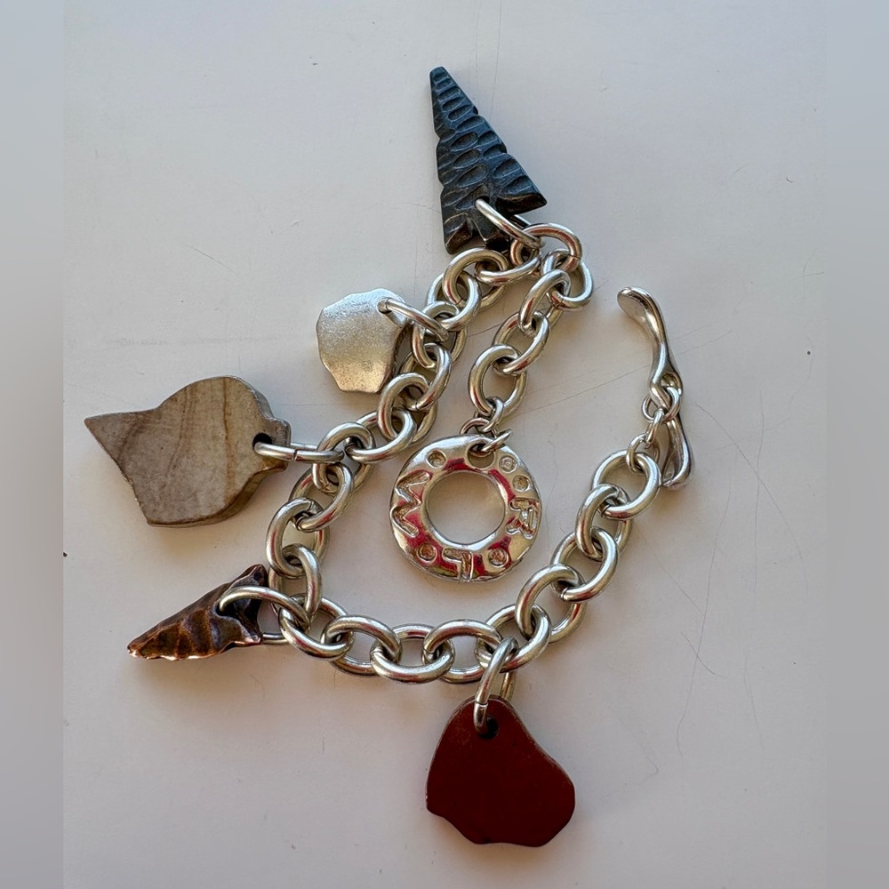 RLM Studio Robert Lee Morris Sterling Silver Toggle Charm Bracelet